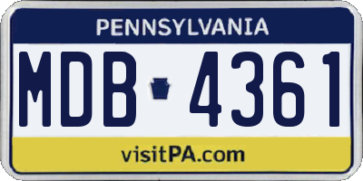 PA license plate MDB4361