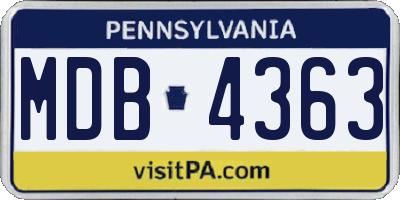 PA license plate MDB4363