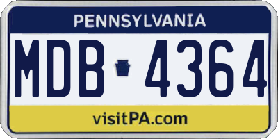 PA license plate MDB4364