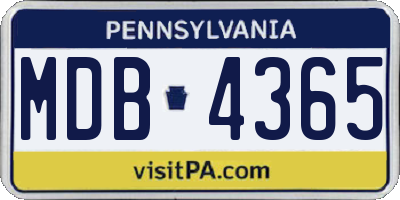 PA license plate MDB4365