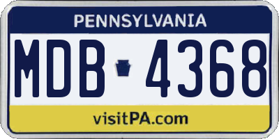 PA license plate MDB4368