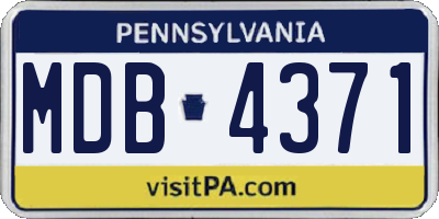 PA license plate MDB4371