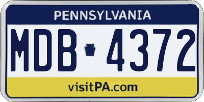 PA license plate MDB4372