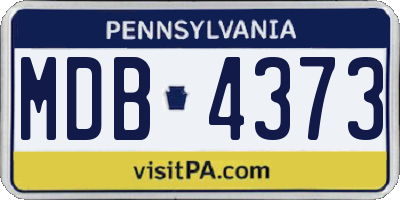 PA license plate MDB4373