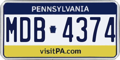 PA license plate MDB4374