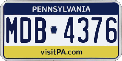 PA license plate MDB4376