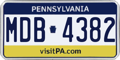 PA license plate MDB4382