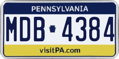 PA license plate MDB4384