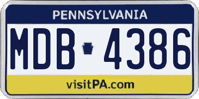 PA license plate MDB4386