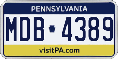 PA license plate MDB4389