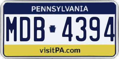 PA license plate MDB4394
