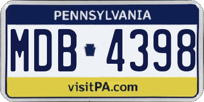 PA license plate MDB4398
