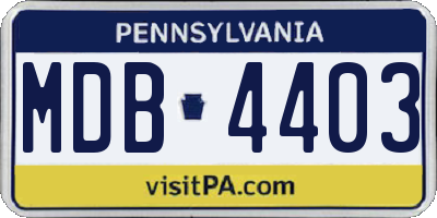 PA license plate MDB4403