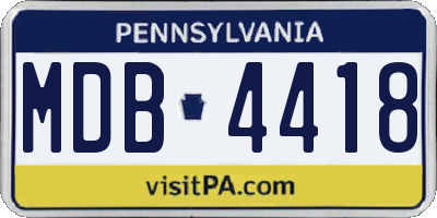 PA license plate MDB4418