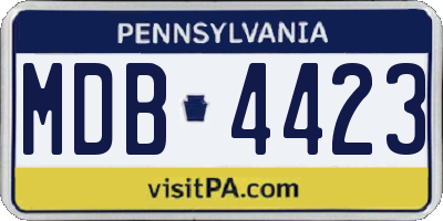 PA license plate MDB4423