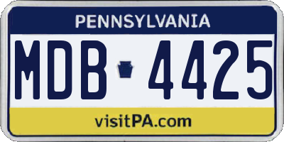 PA license plate MDB4425