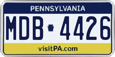 PA license plate MDB4426