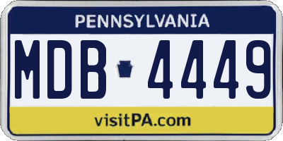 PA license plate MDB4449