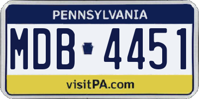 PA license plate MDB4451