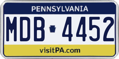 PA license plate MDB4452