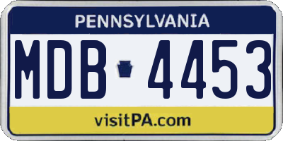 PA license plate MDB4453