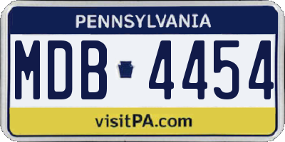 PA license plate MDB4454