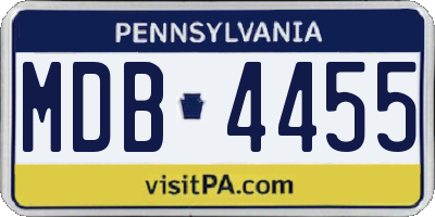 PA license plate MDB4455