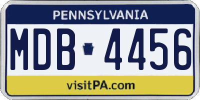 PA license plate MDB4456