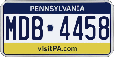 PA license plate MDB4458