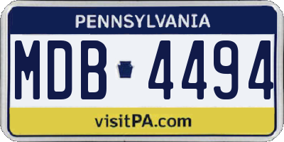 PA license plate MDB4494