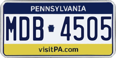 PA license plate MDB4505