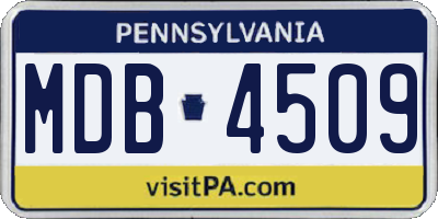 PA license plate MDB4509