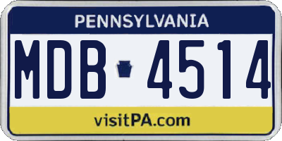 PA license plate MDB4514