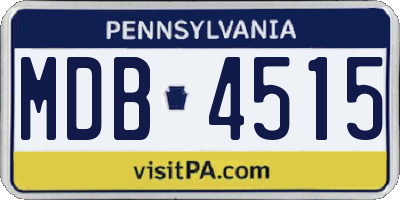 PA license plate MDB4515