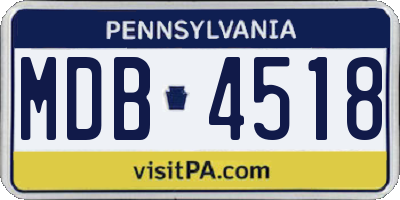 PA license plate MDB4518