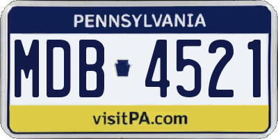 PA license plate MDB4521