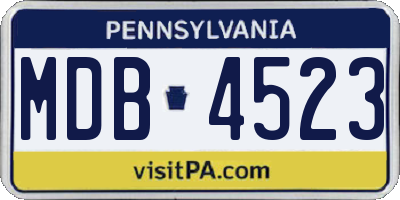 PA license plate MDB4523