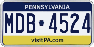 PA license plate MDB4524