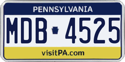 PA license plate MDB4525