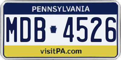 PA license plate MDB4526