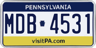 PA license plate MDB4531