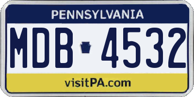 PA license plate MDB4532