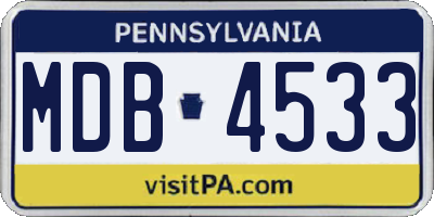 PA license plate MDB4533