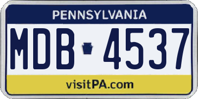 PA license plate MDB4537