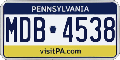 PA license plate MDB4538