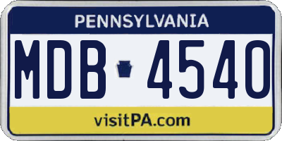 PA license plate MDB4540