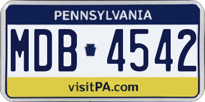 PA license plate MDB4542