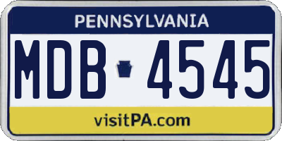 PA license plate MDB4545