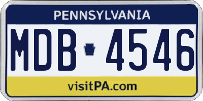 PA license plate MDB4546