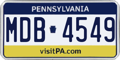 PA license plate MDB4549